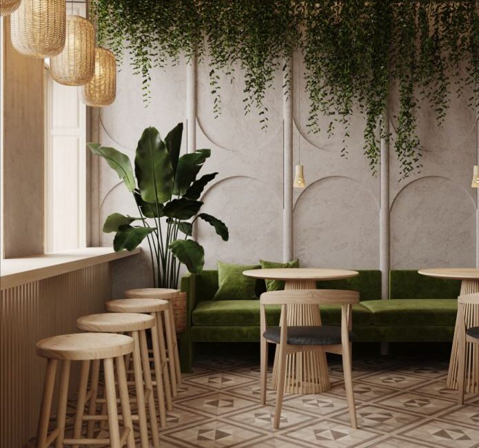 decorar cafeteria plantas